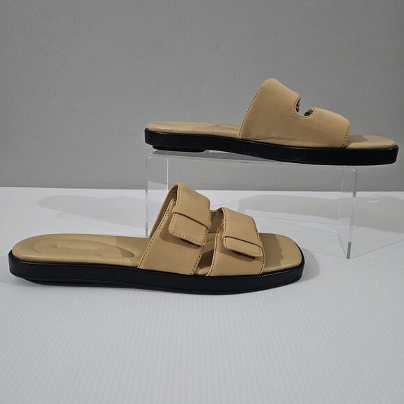 NEW Vince Rhode Sandal Dual Strap Slip On Slide Farro Tan Size 9.5 - Picture 3 of 13